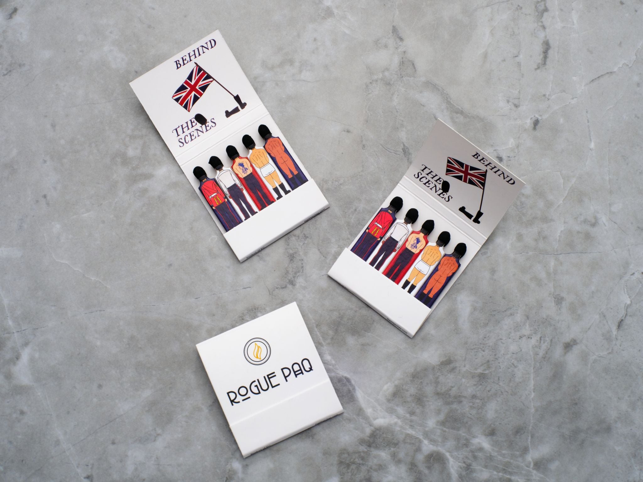 3 packs of Behind the Scenes Safety matches. These novelty collectibles feature the King's Guards going off duty. We watch them disrobe one matchstem at a time.