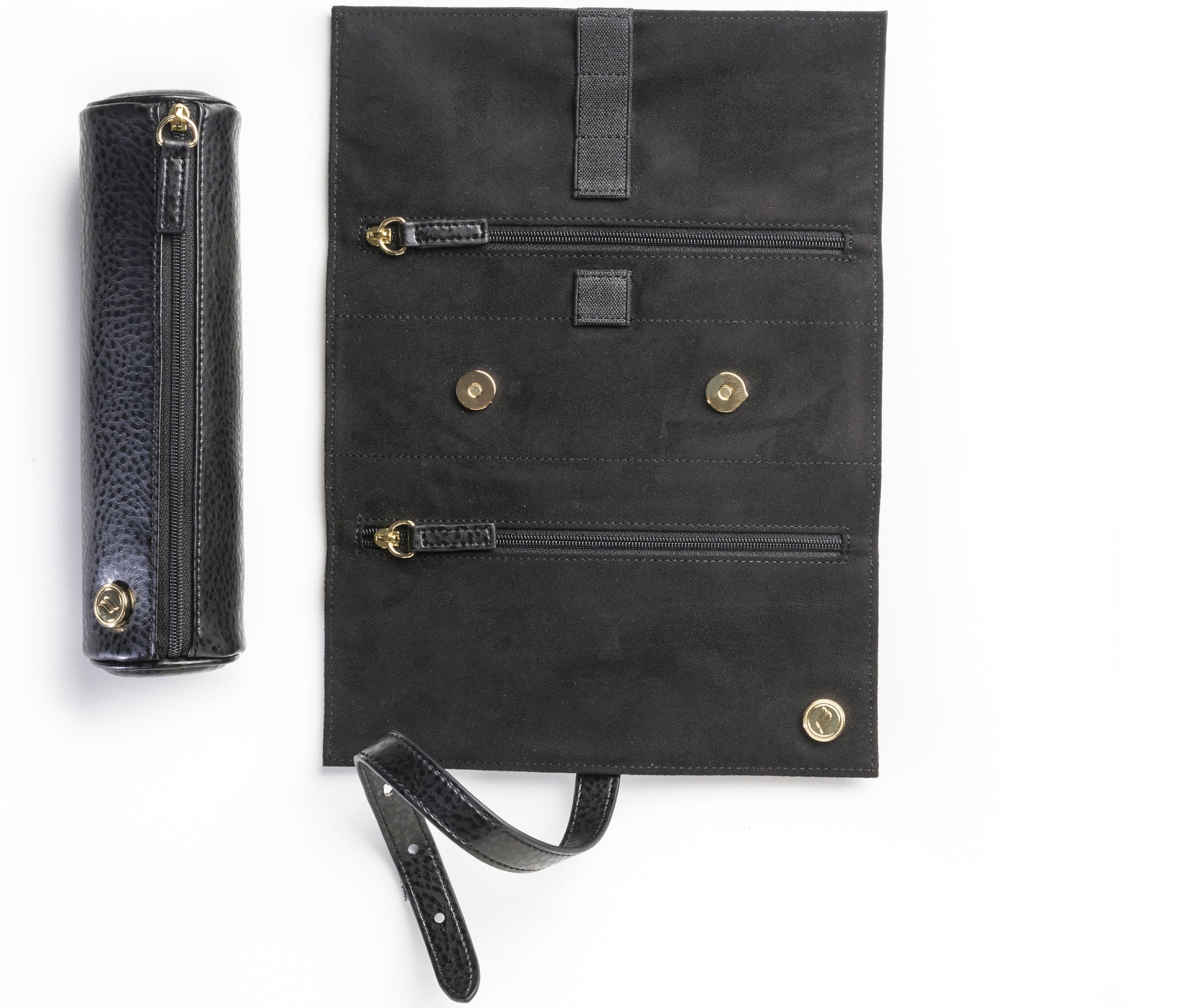The Rogue Paq Vegan Leather carrier shown with its removable internal pouch placed alongside it. This highlights the modular nature of the design, allowing the user to downsize for smaller excursions.