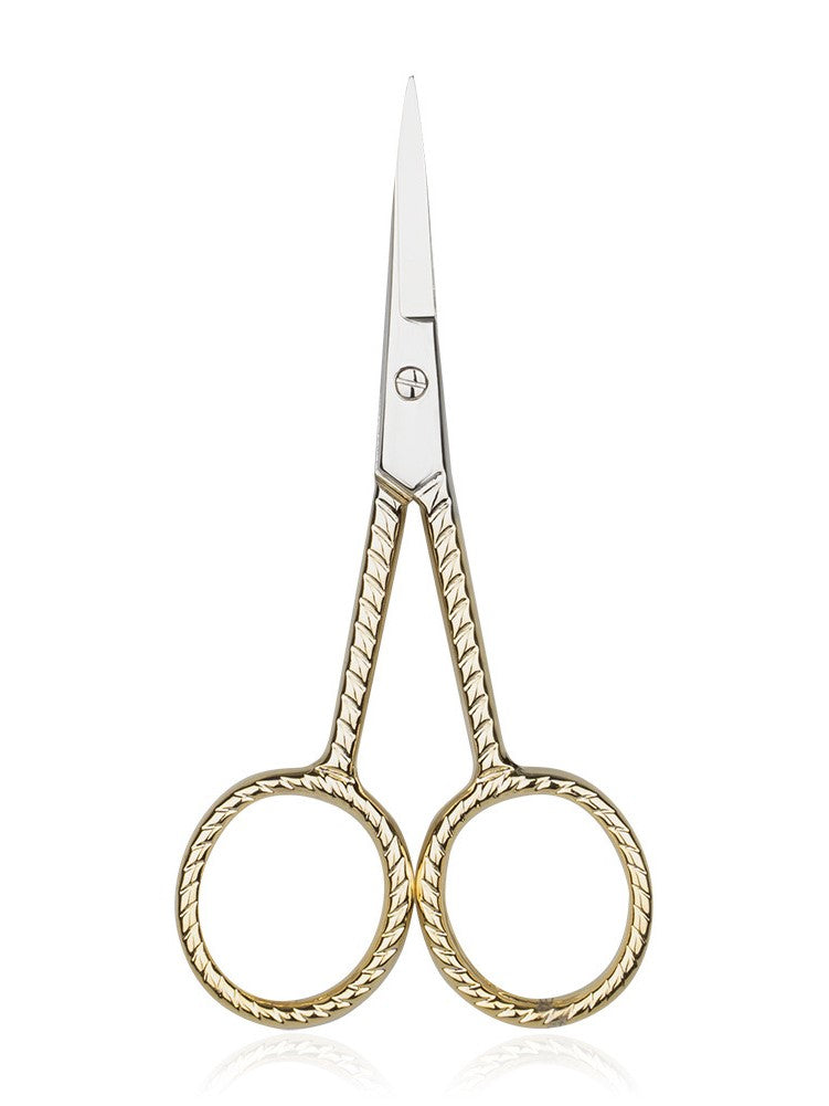 Gold stainless steel ribbon scissors; compact and elegant design crafted for the stylish smoker on the go.