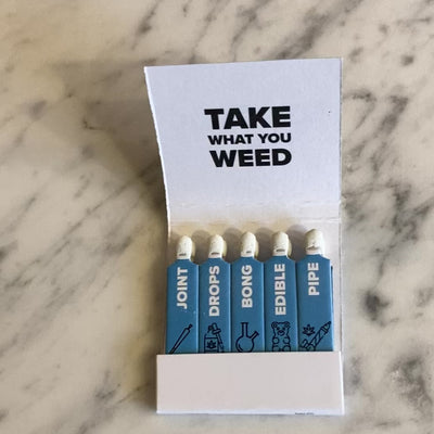 Video of the Rogue Paq Take What You Weed Matches.  A woman's hand removes each match and shows the front and back of each stem.
